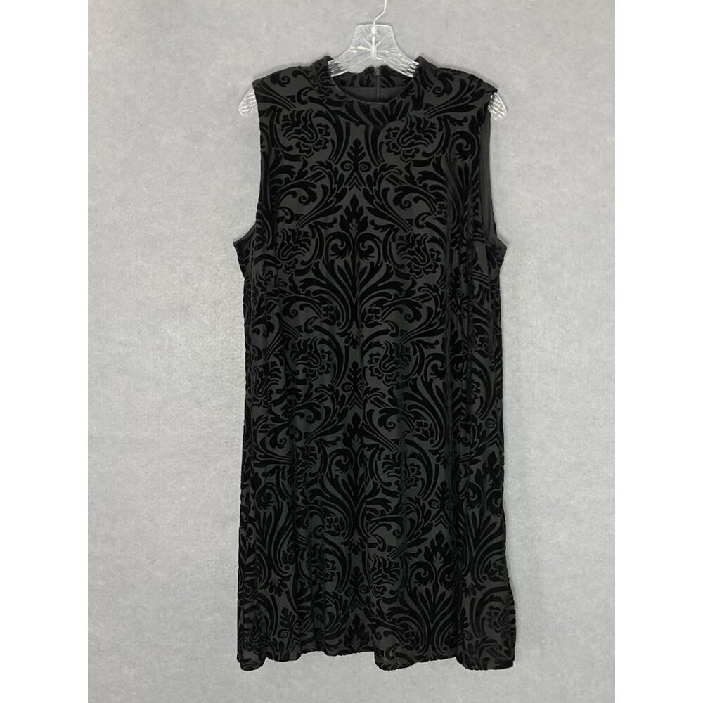 Jessica Howard‎ Dress Womens 16 Black Velvet High Neckline Sleeveless Whimsigoth